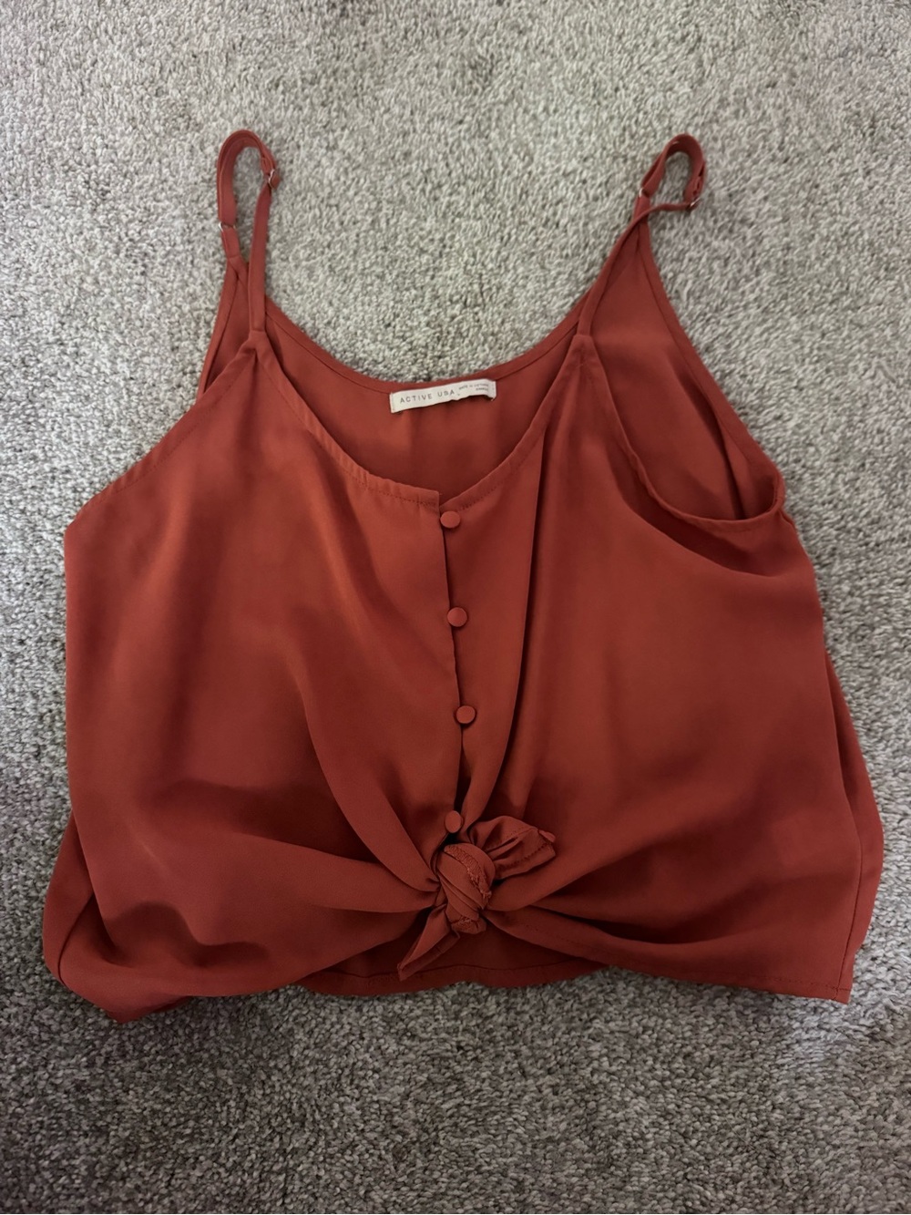 Rust Tie-Front Button Down Top
